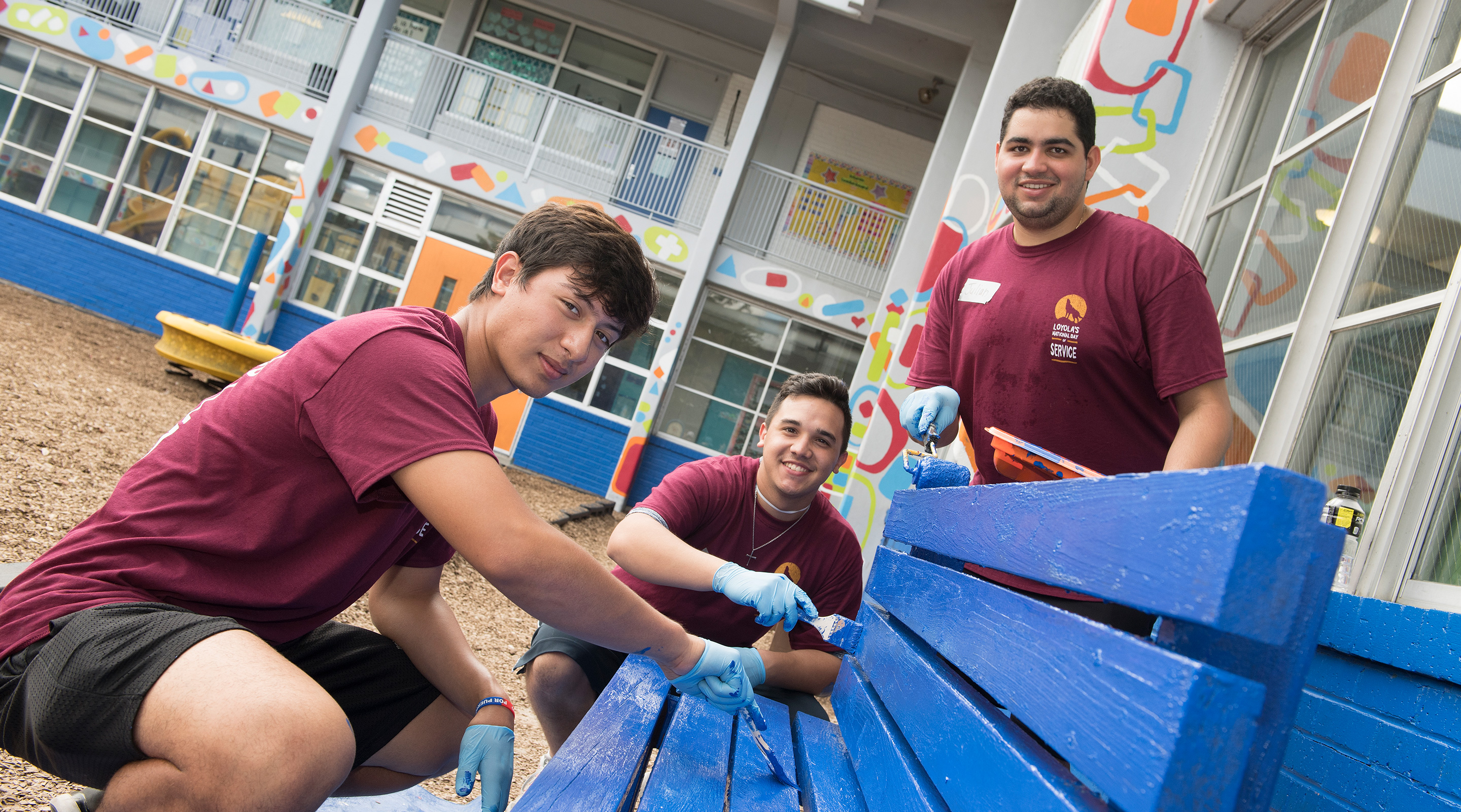 Painting bench at school