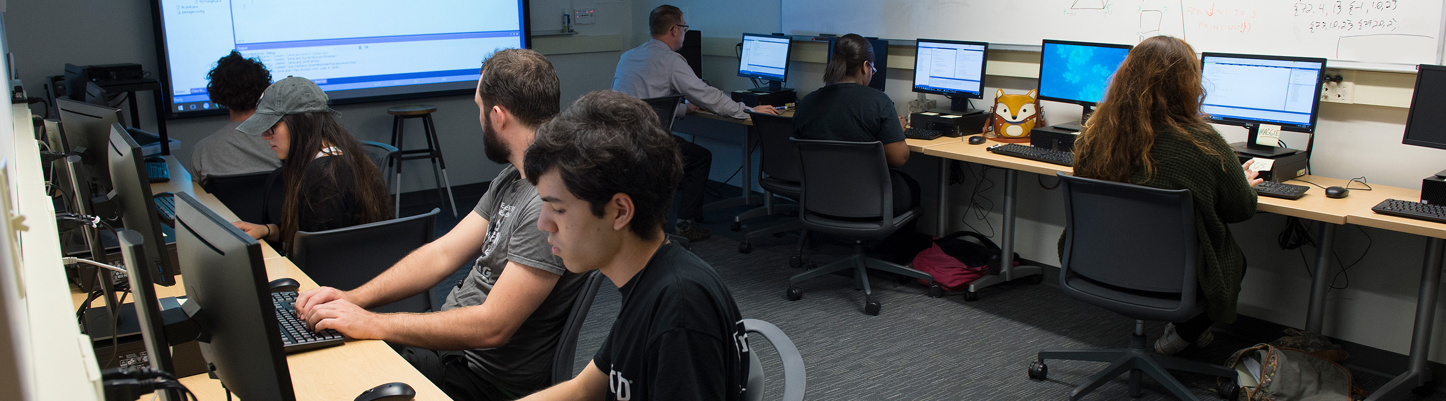 Group of students in computer science class