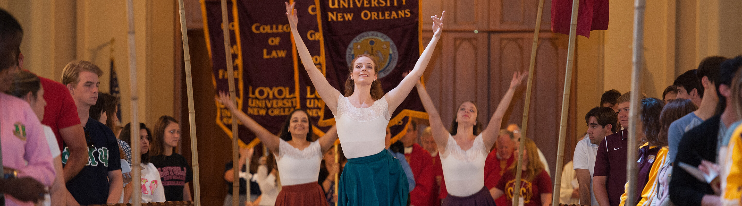 Students dancing at Mass of the Holy Spirit