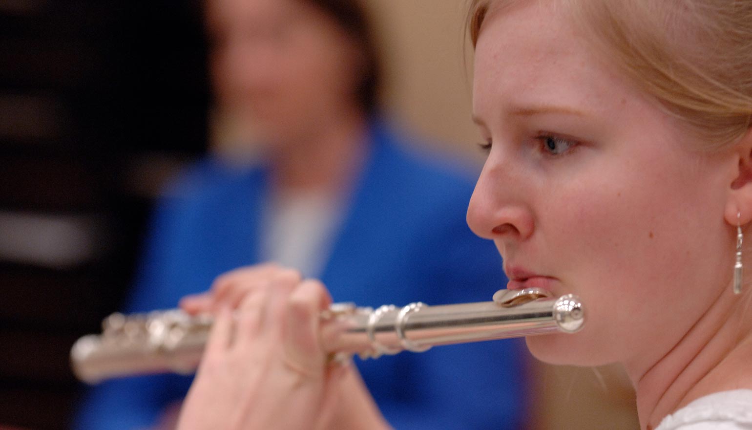 Student playing flute