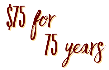 $75 for 75 years logo